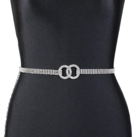 Cintura gioiello con strass argento elegante Sonia