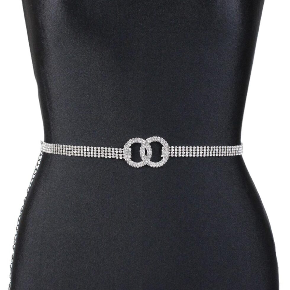 Cintura gioiello con strass argento elegante Sonia