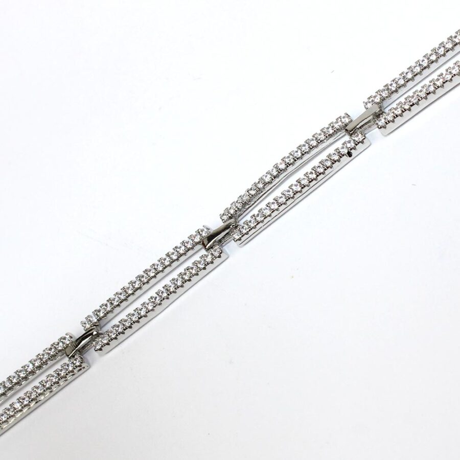 Bracciale a catena con strass argento Trilly