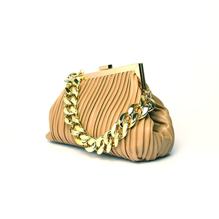 BORSA POCHETTE PLISSETTATA BEIGE KARILA