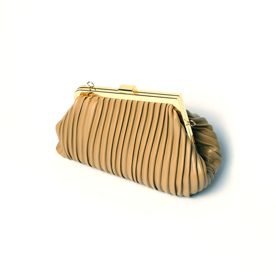 BORSA POCHETTE PLISSETTATA BEIGE KARILA