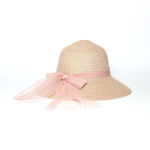 Cappello in paglia beige con fiocco Sun 