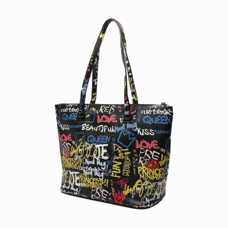 borsa a spalla nera Kevin Jeans graffiti Karila