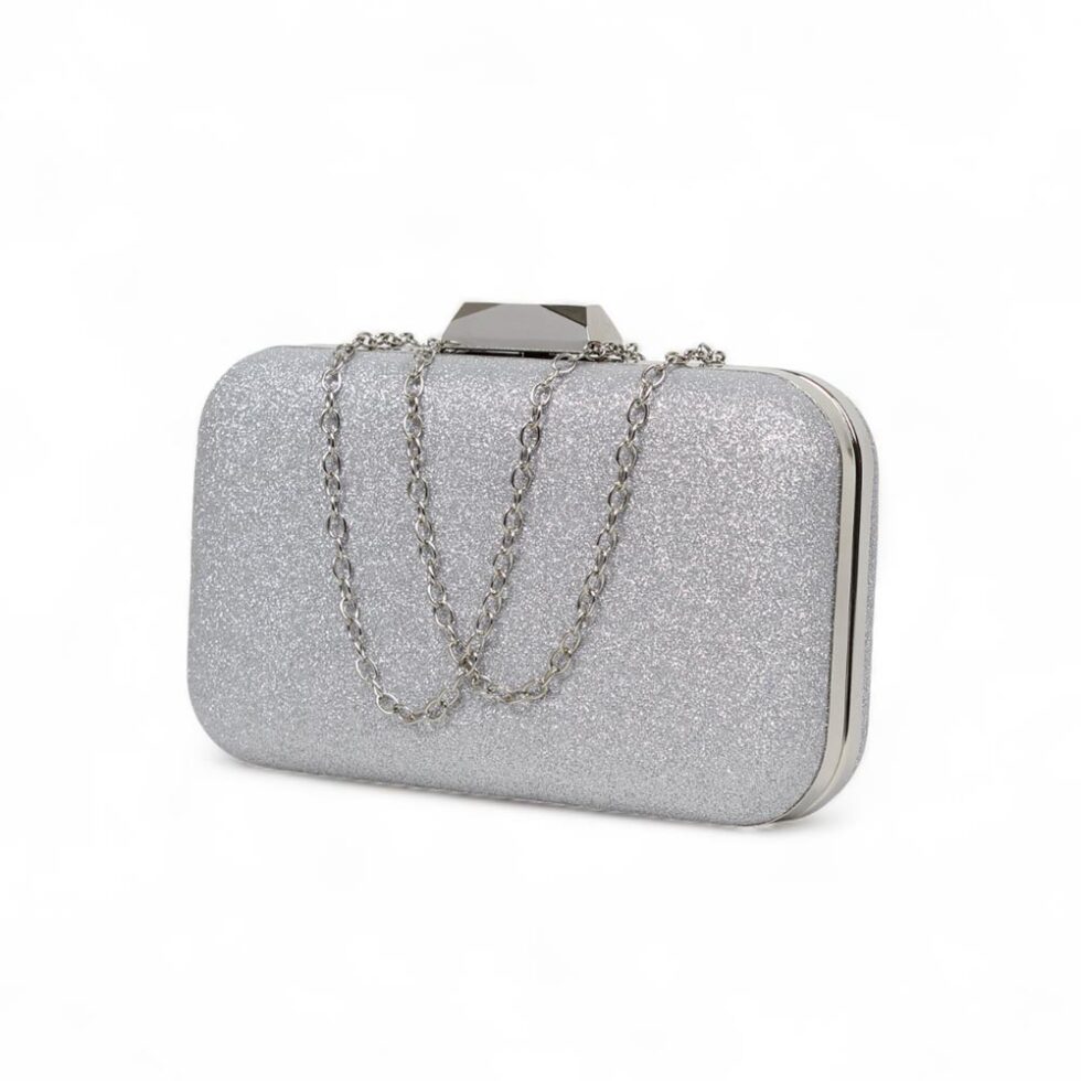 Clutch argento elegante con glitter Monica Karila