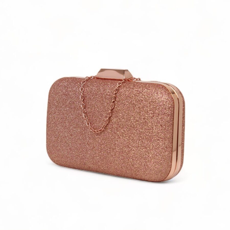 Clutch oro rosa elegante con glitter Karila