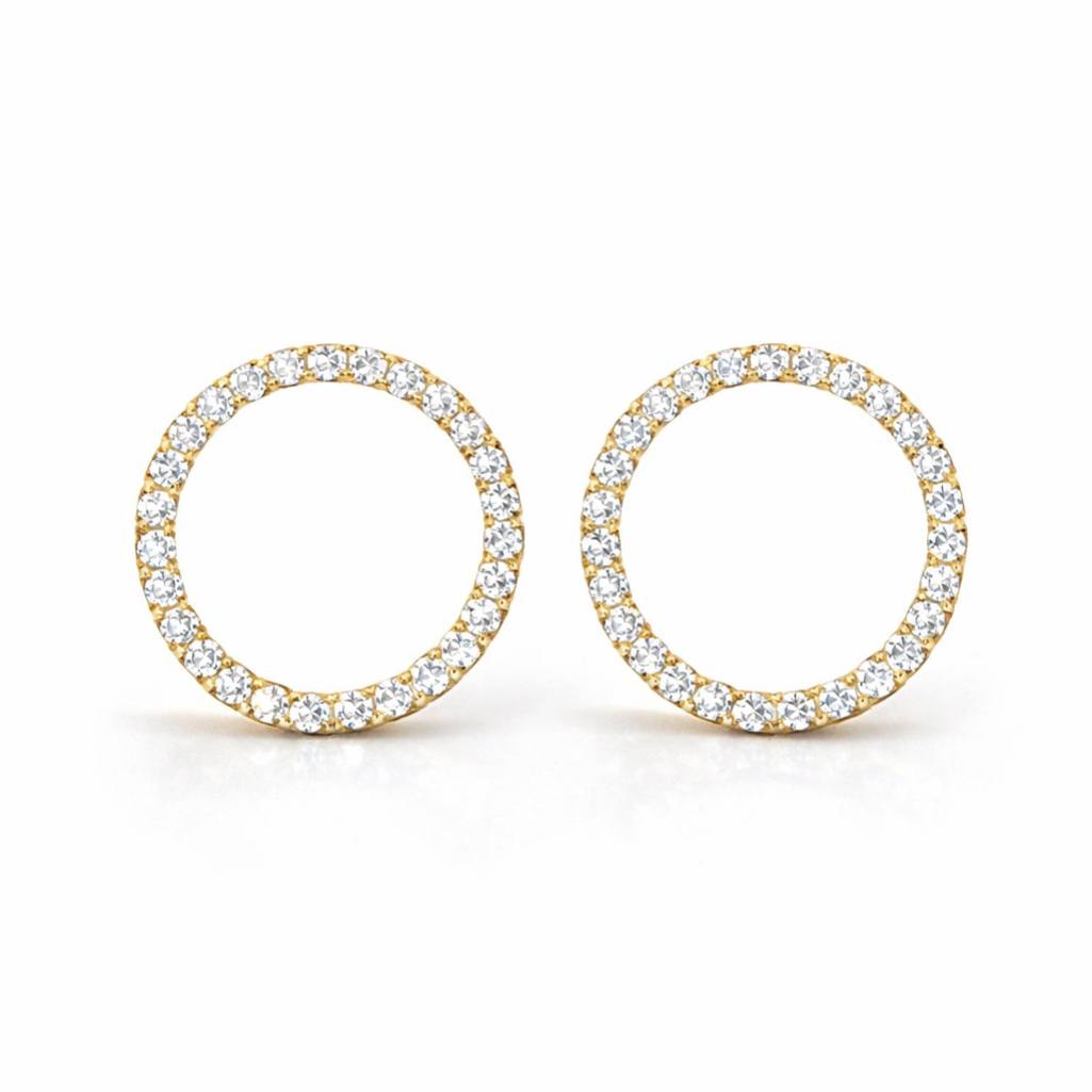 Orecchini Samanta oro (3) Orecchini a bottone a cerchio con strass Samanta - immagine 1