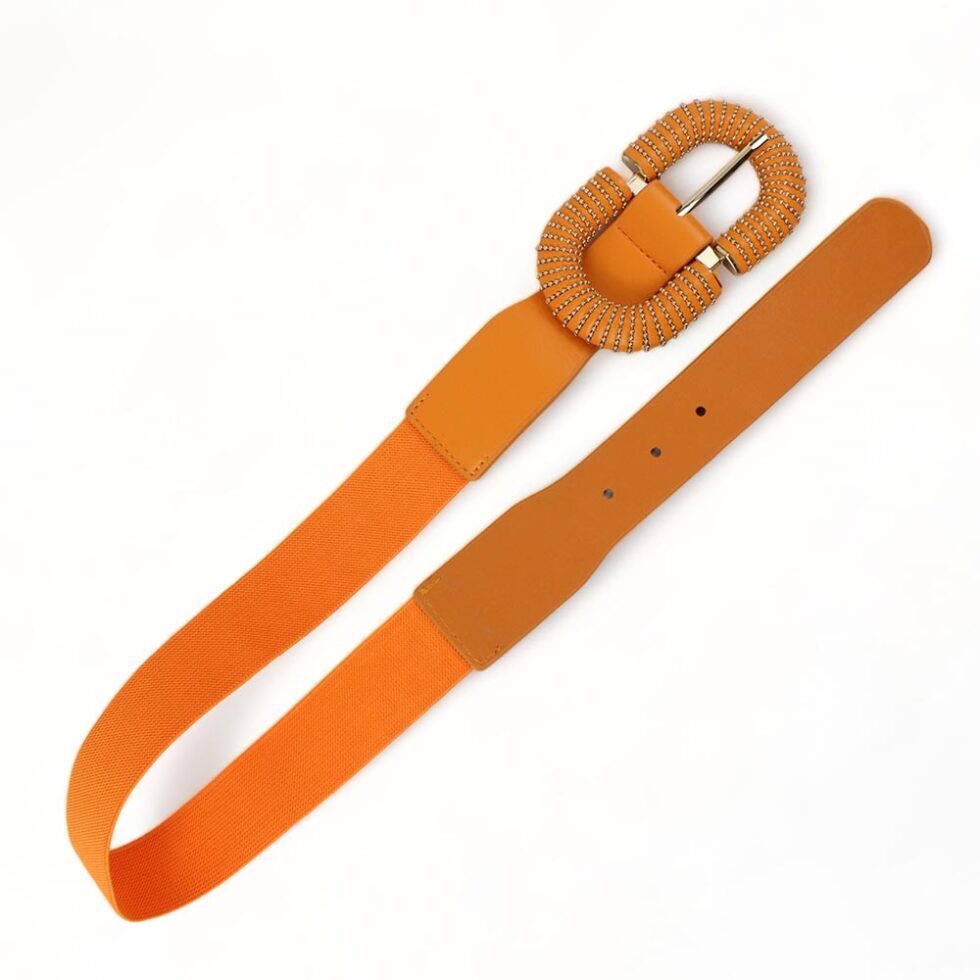 Cintura elastica con fibbia arancione e oro