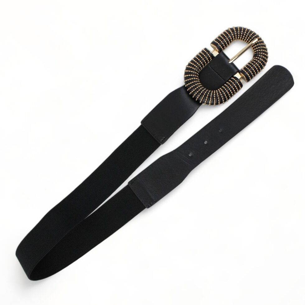 Cintura elastica con fibbia nera e oro