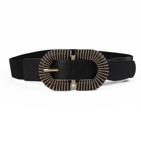 Cintura elastica con fibbia nera e oro
