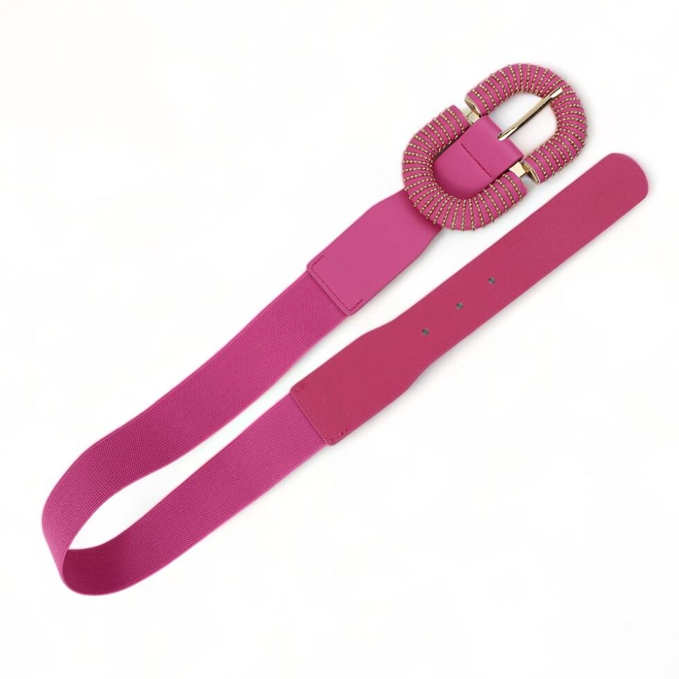 Cintura elastica con fibbia rosa e oro