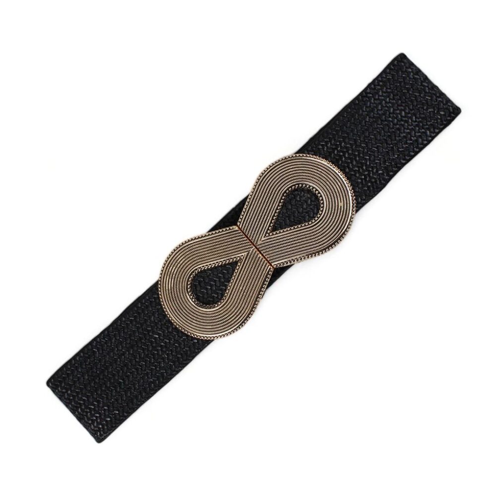Cintura nera elastica con fibbia oro