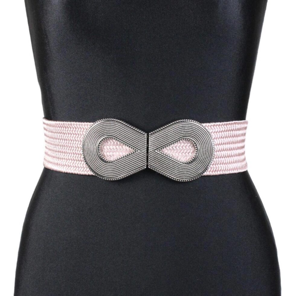 Cintura rosa elastica con fibbia argento