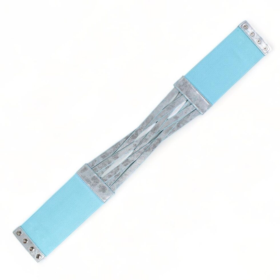 Cintura larga elastica azzurra intrecciata