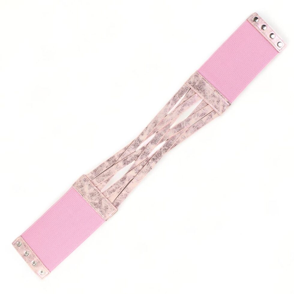 Cintura larga elastica rosa intrecciata