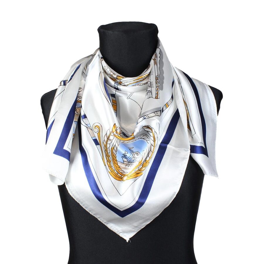 Foulard fantasia marinara bianco 90x90 Olivia