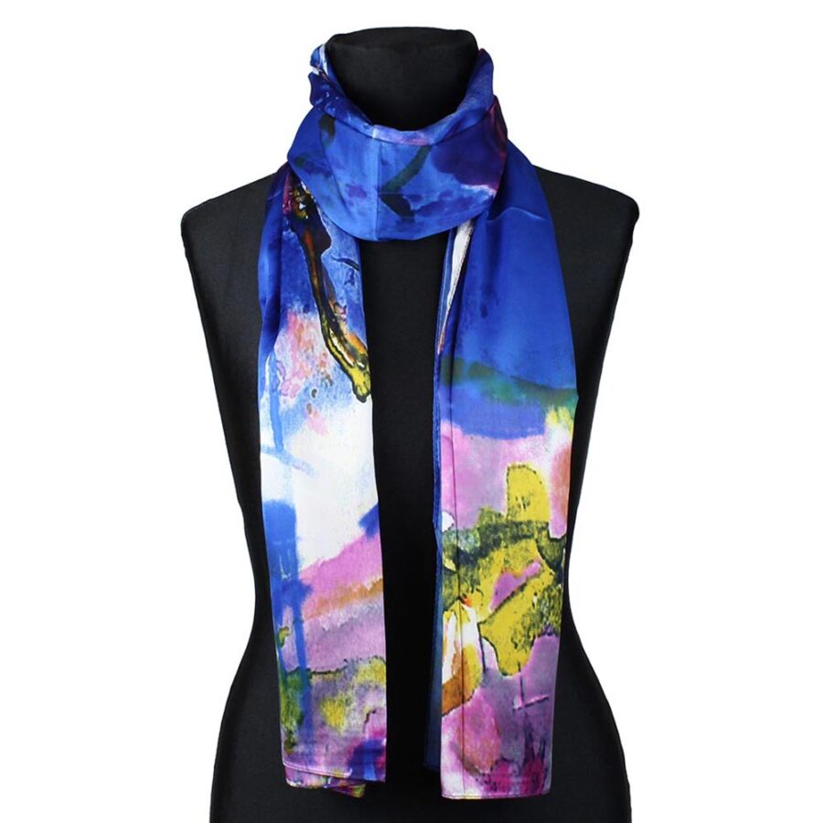 Foulard seta multicolore blu Silene