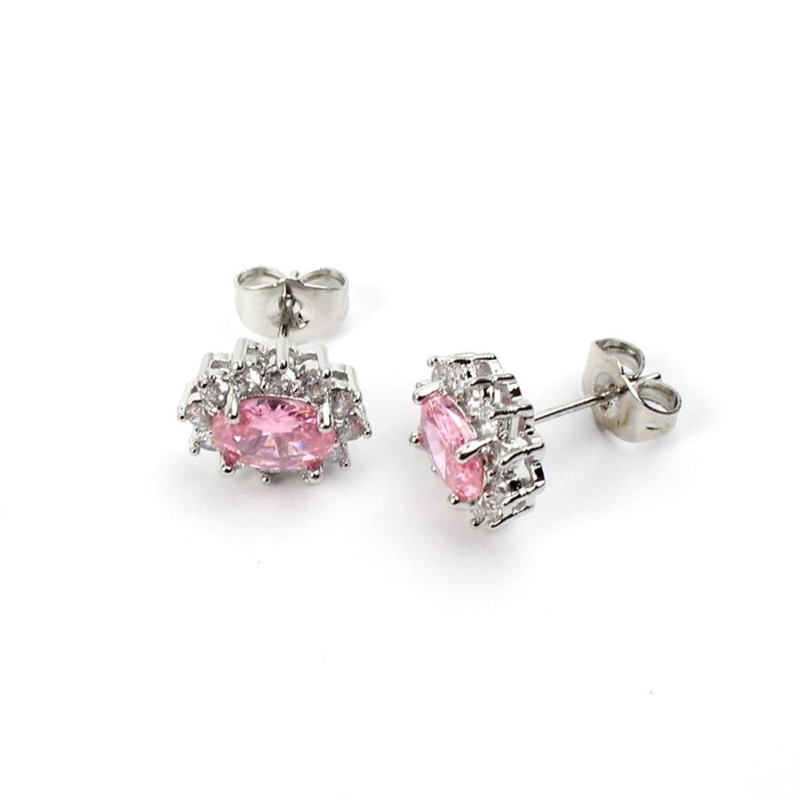 Set orecchini e collana rosa con strass Gelsomina