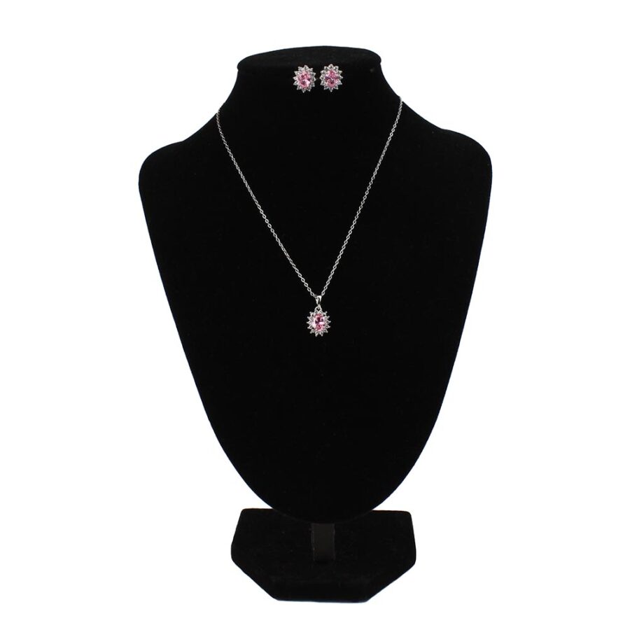 Set orecchini e collana rosa con strass Gelsomina