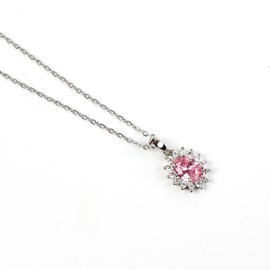 Set orecchini e collana rosa con strass Gelsomina