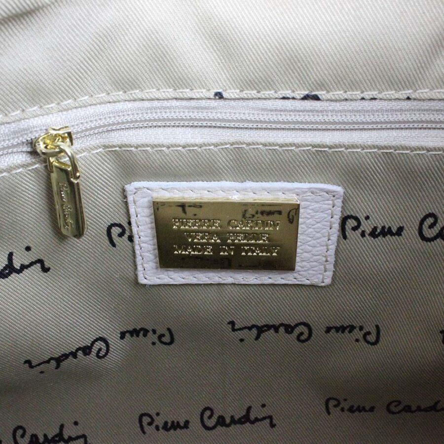 Borsa in pelle beige tre scomparti Pierre Cardin