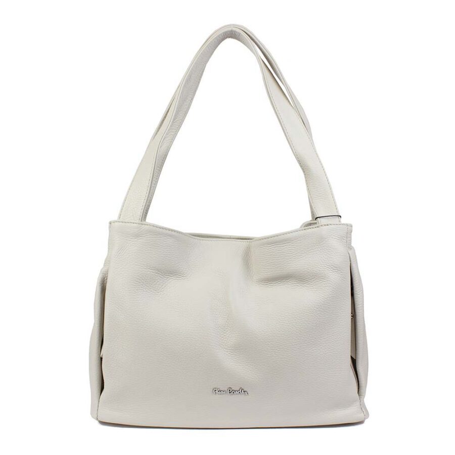 Borsa in pelle beige tre scomparti Pierre Cardin