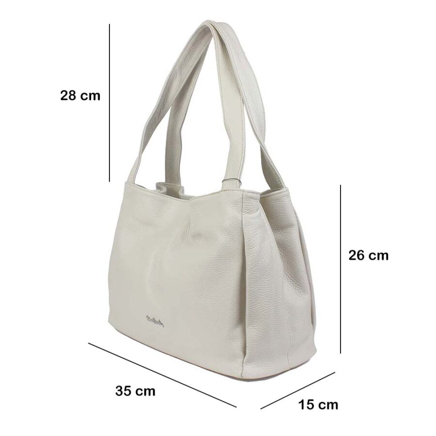 Borsa in pelle beige tre scomparti Pierre Cardin