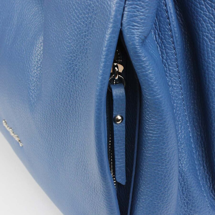 Borsa in pelle blu tre scomparti Pierre Cardin