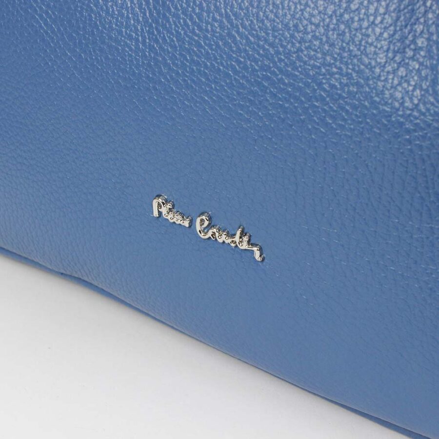 Borsa in pelle blu tre scomparti Pierre Cardin