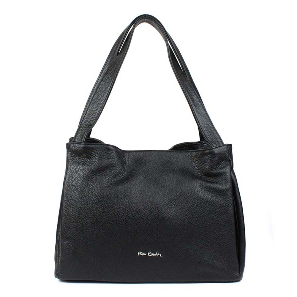 Borsa in pelle nera tre scomparti Pierre Cardin