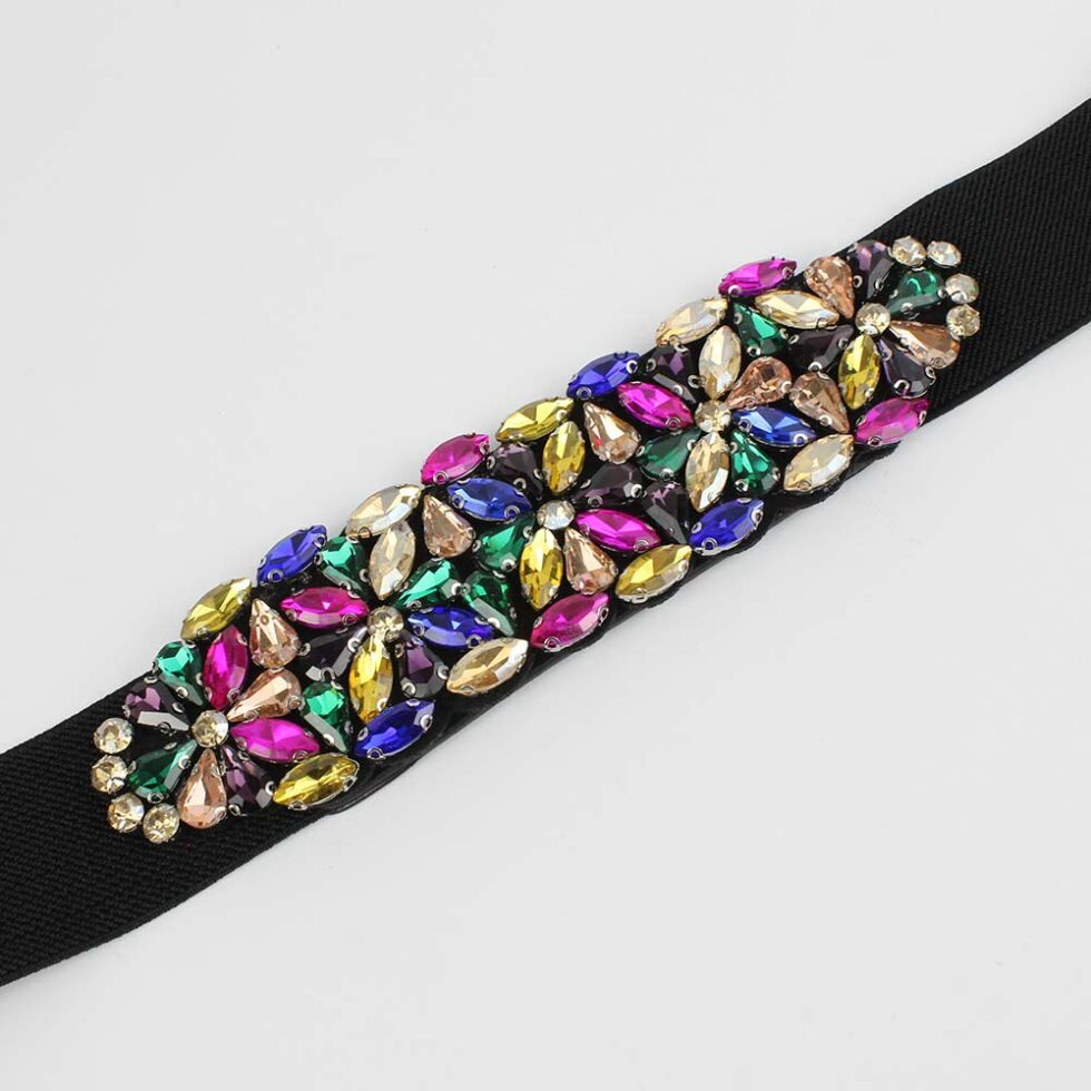 Cintura elastica multicolore con fibbia in pietre Malva