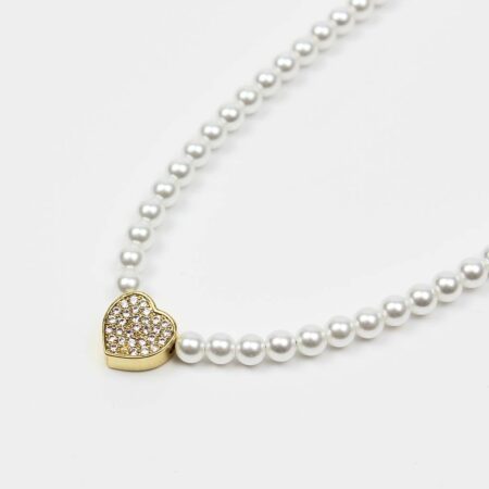 Collana oro in perle con cuore Corinna