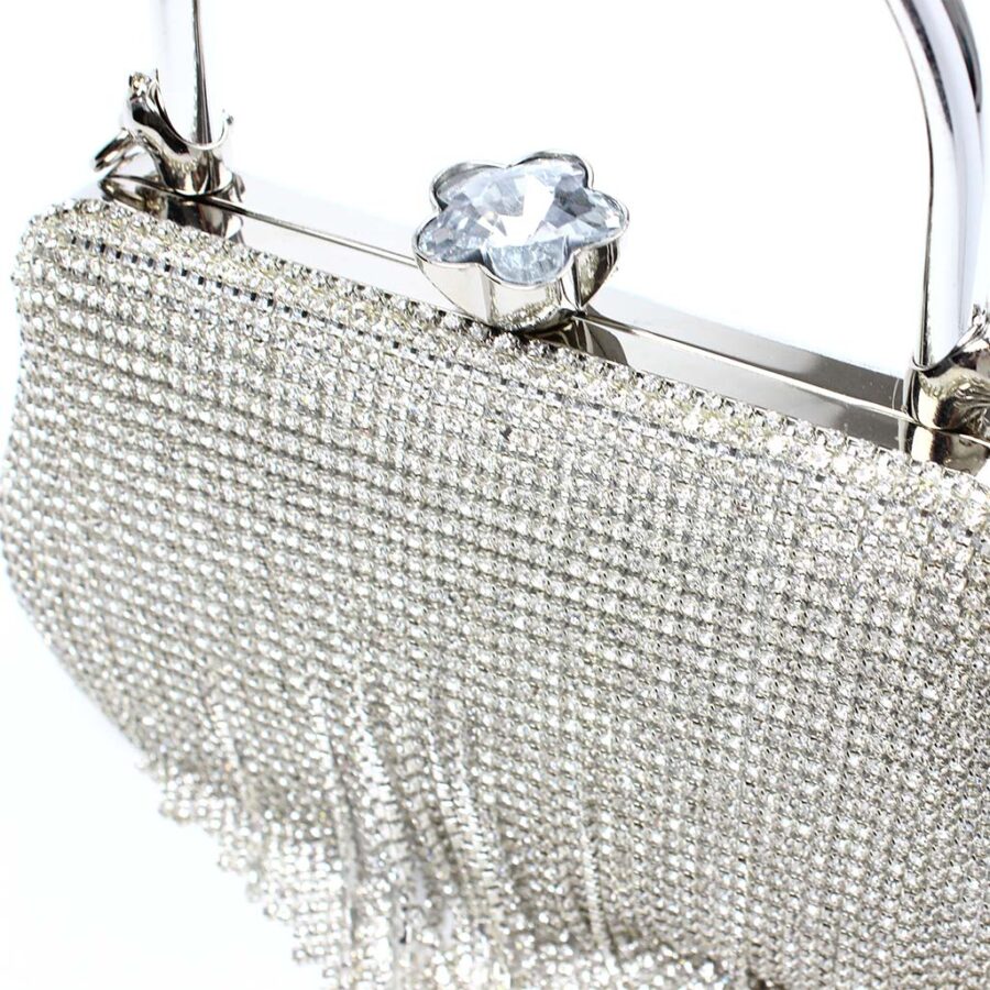 Clutch da sera argento con strass Cascata