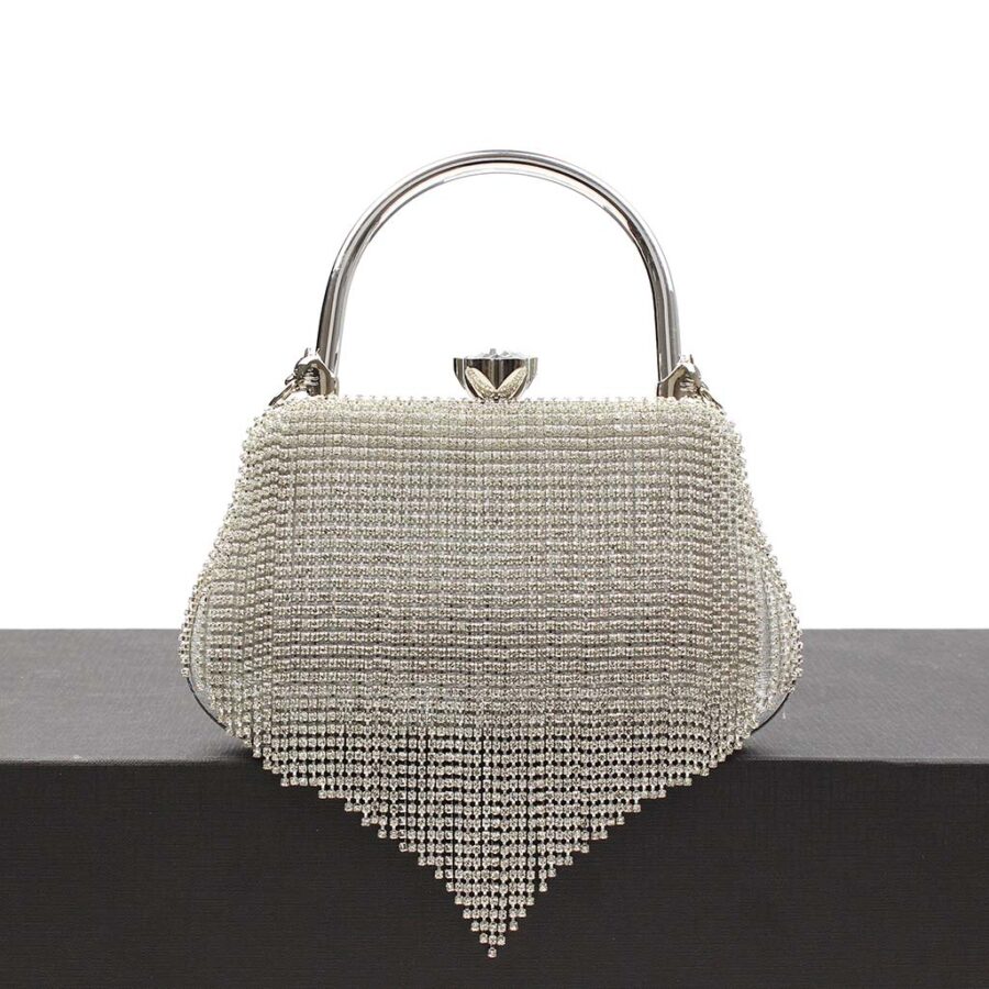 Clutch da sera argento con strass Cascata