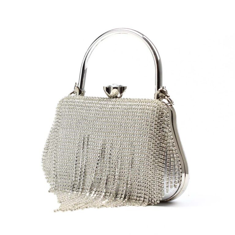 Clutch da sera argento con strass Cascata