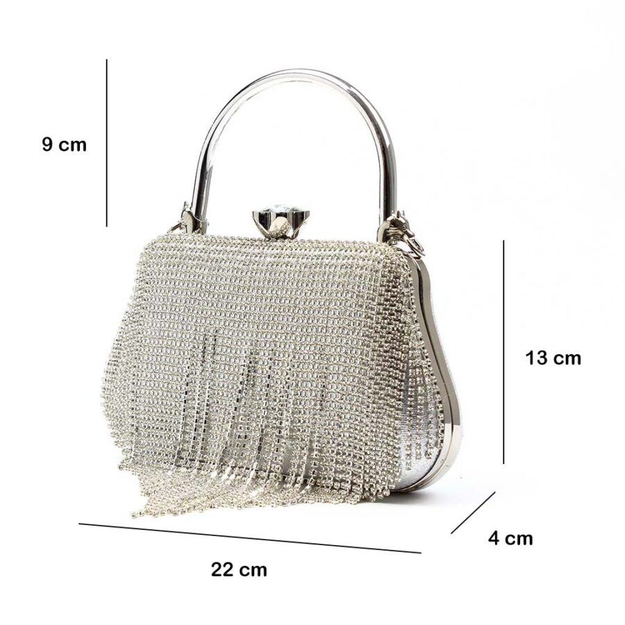 Clutch da sera argento con strass Cascata