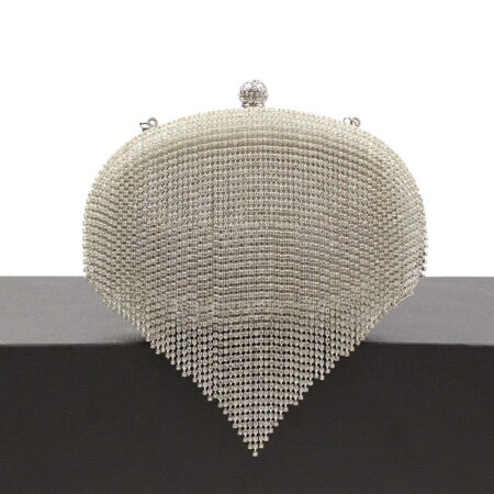 Clutch ovale argento con strass Olga