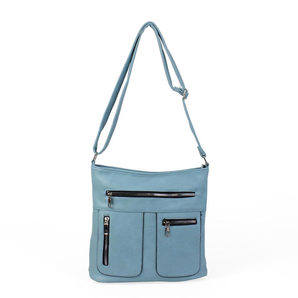 Borsa azzurra morbida a tracolla Paola