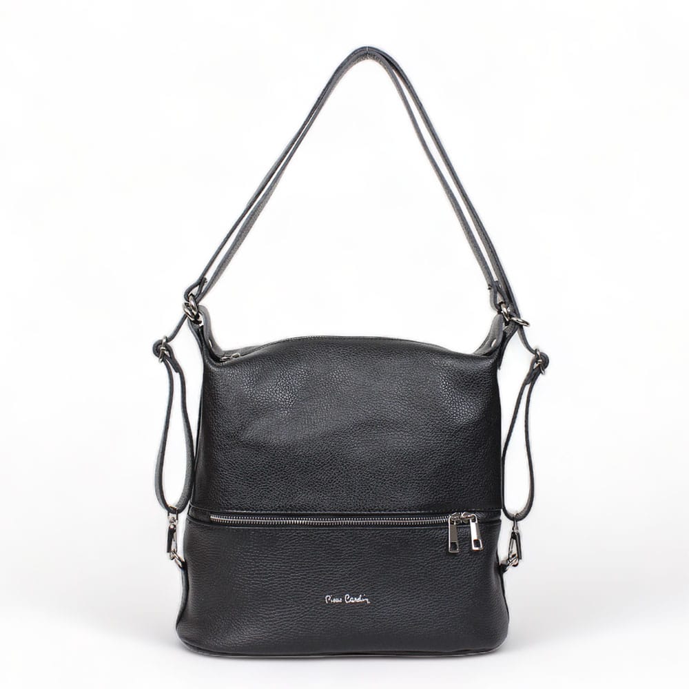 Borsa in vera pelle nera Pierre Cardin Karila