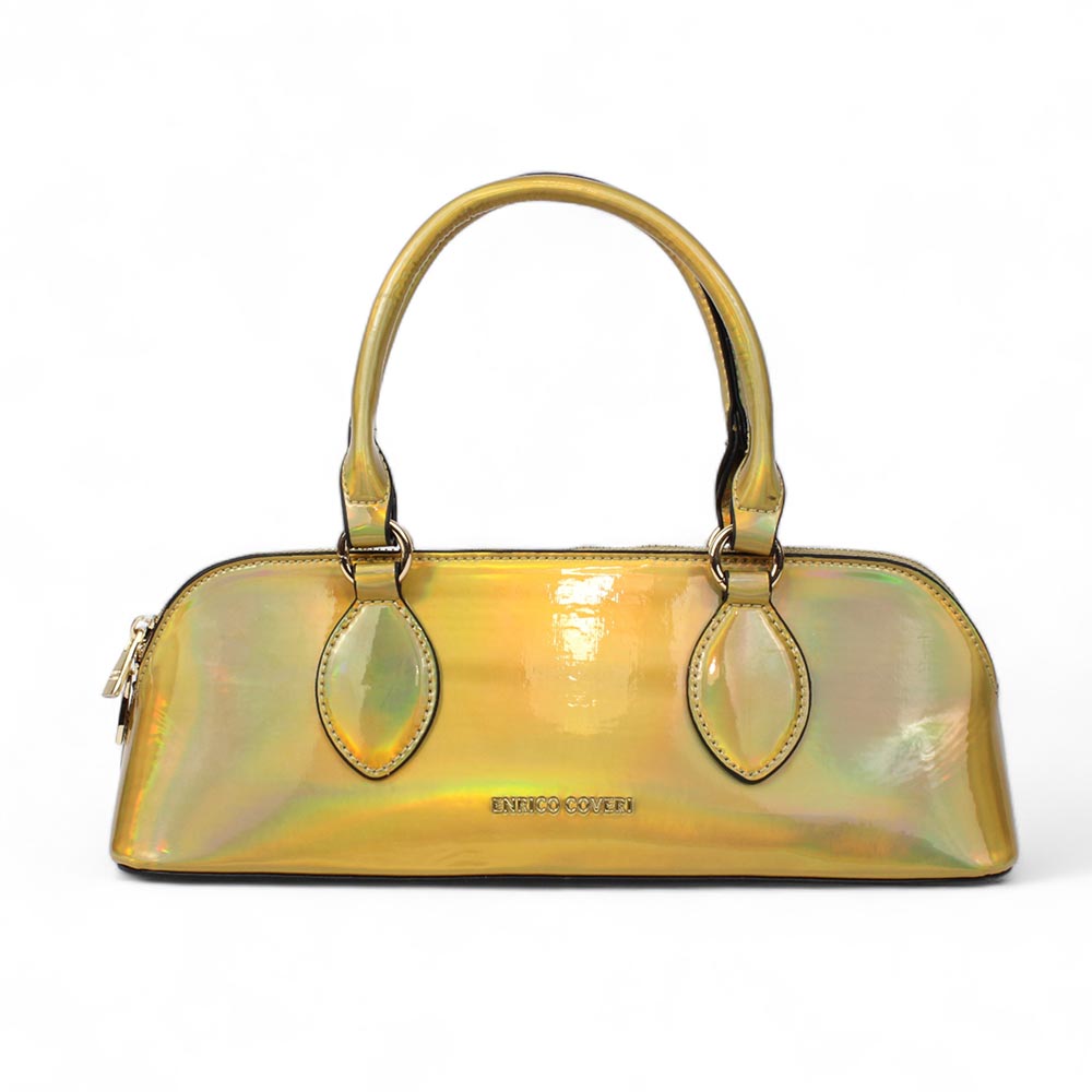Borsetta Enrico Coveri oro con riflessi multicolore Baguette