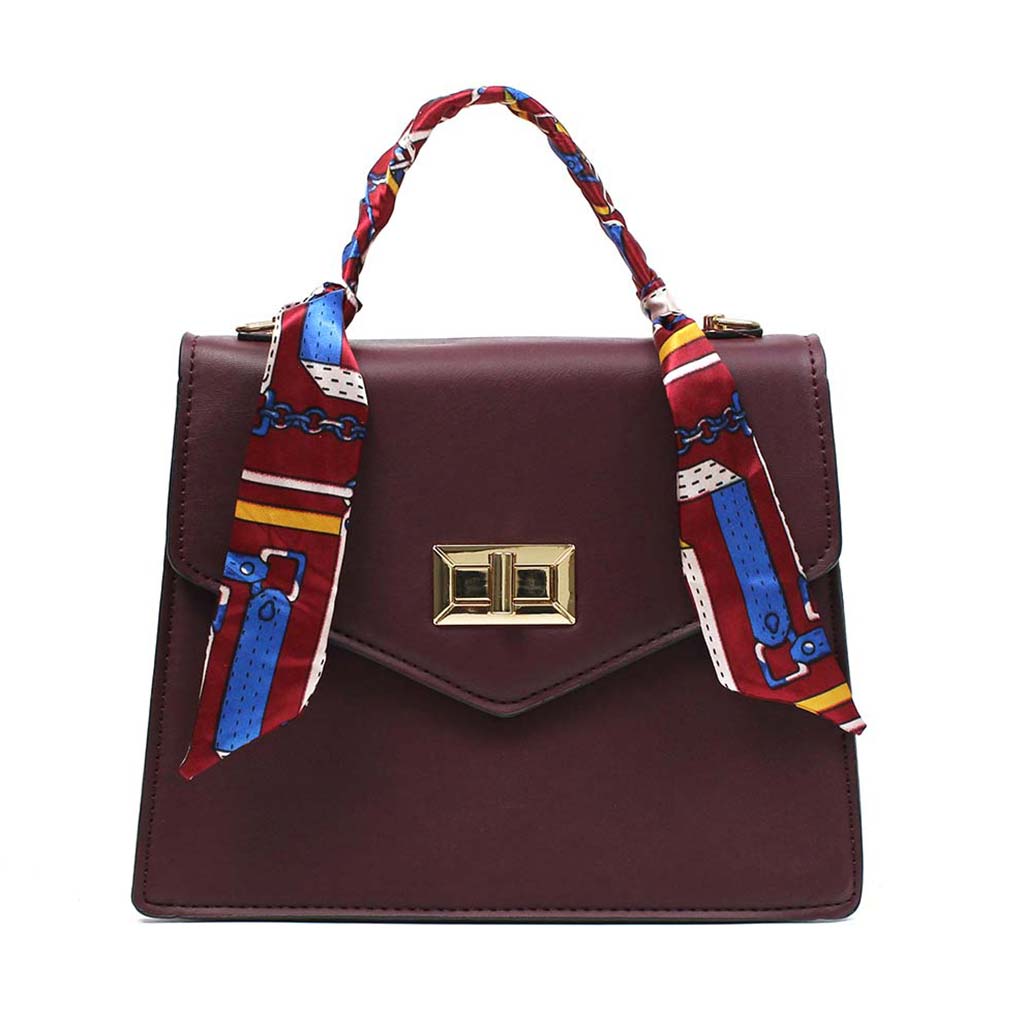 Borsetta bordeaux con foulard Gloria