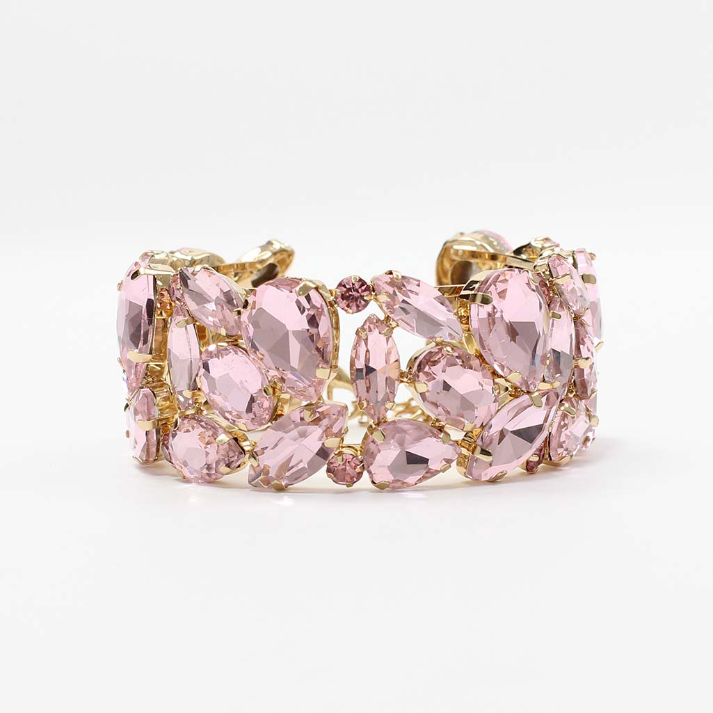 Bracciale rosa semirigido con pietre sfaccettate Floriana