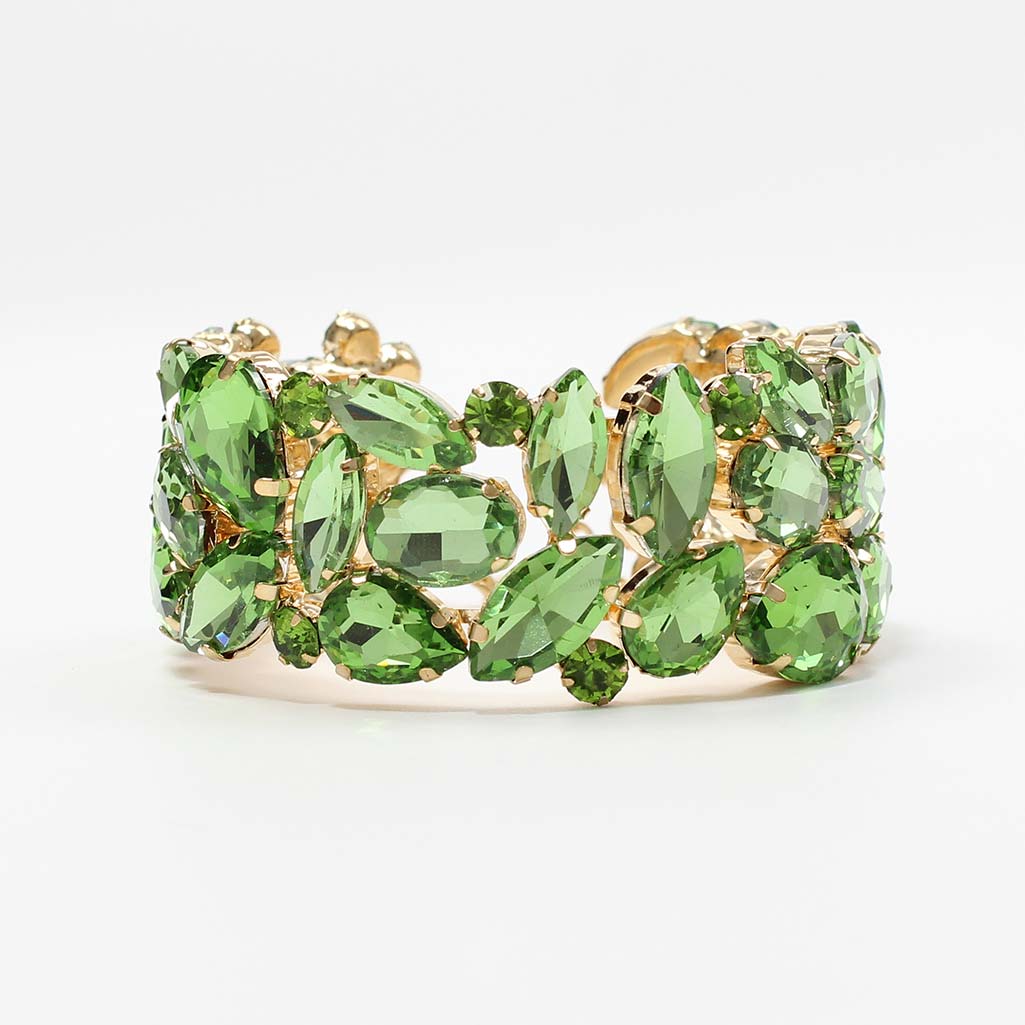 Bracciale verde semirigido con pietre sfaccettate Floriana