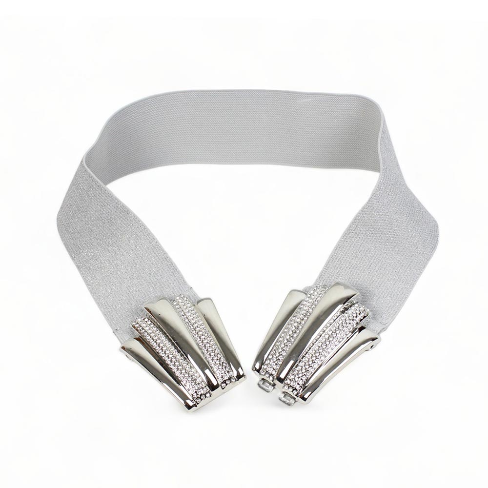 CINTURA ELASTICA ARGENTO CON STRASS FIOCCO