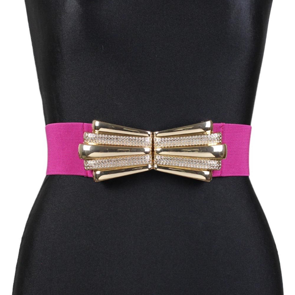 CINTURA ELASTICA ROSA CON STRASS FIOCCO