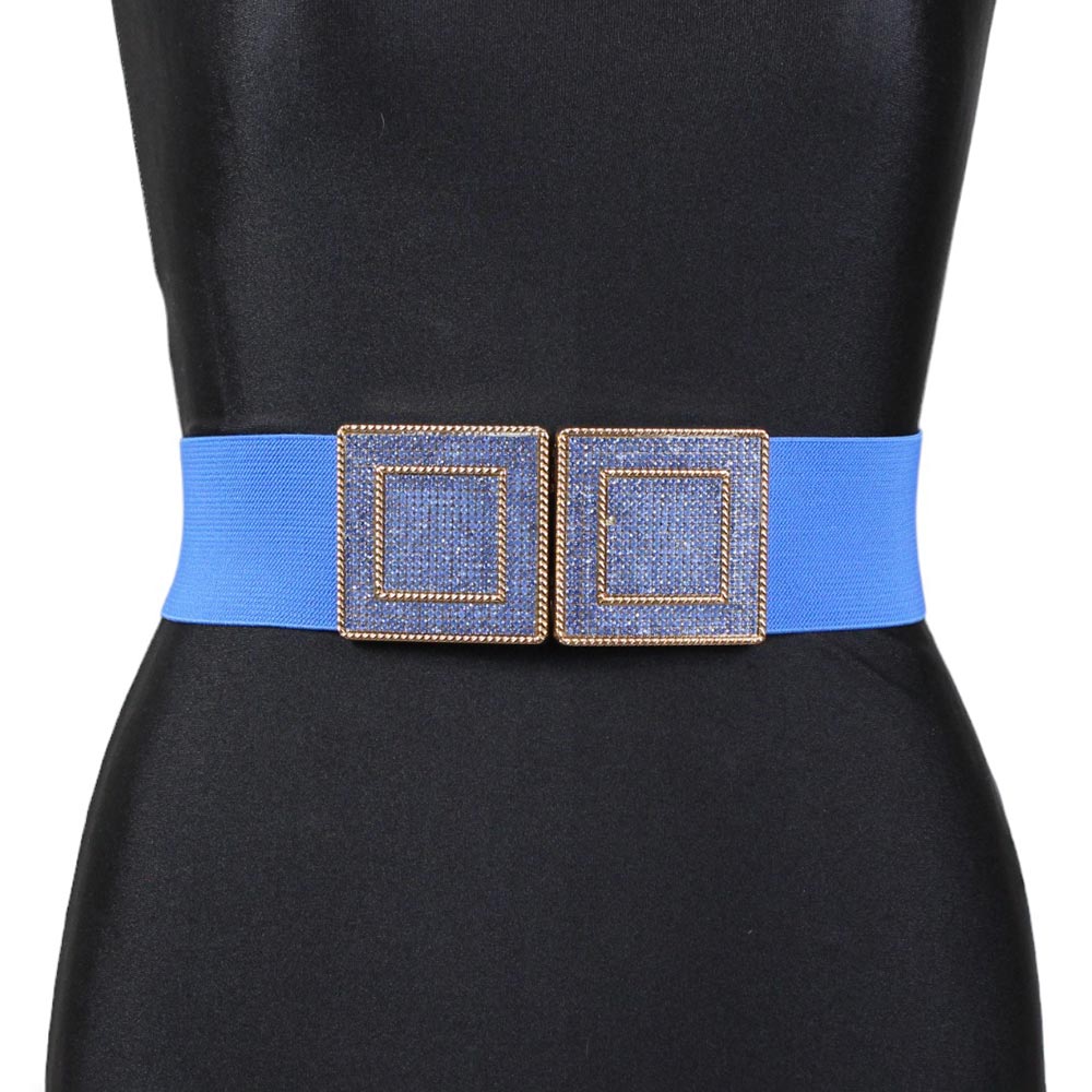 CINTURA LARGA BLU ELASTICA CON STRASS SILVIA