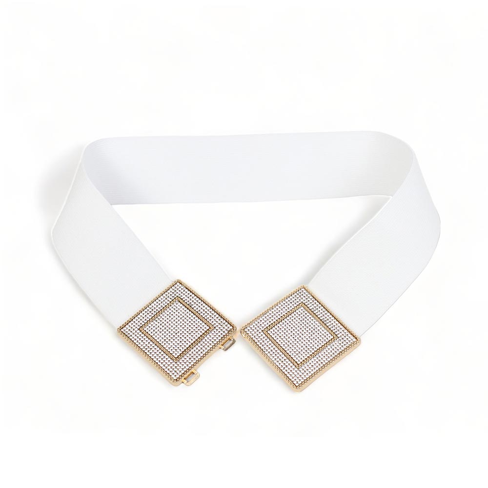 CINTURA LARGA ELASTICA BIANCA CON STRASS SILVIA
