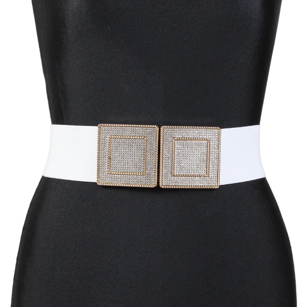 CINTURA LARGA ELASTICA BIANCA CON STRASS SILVIA