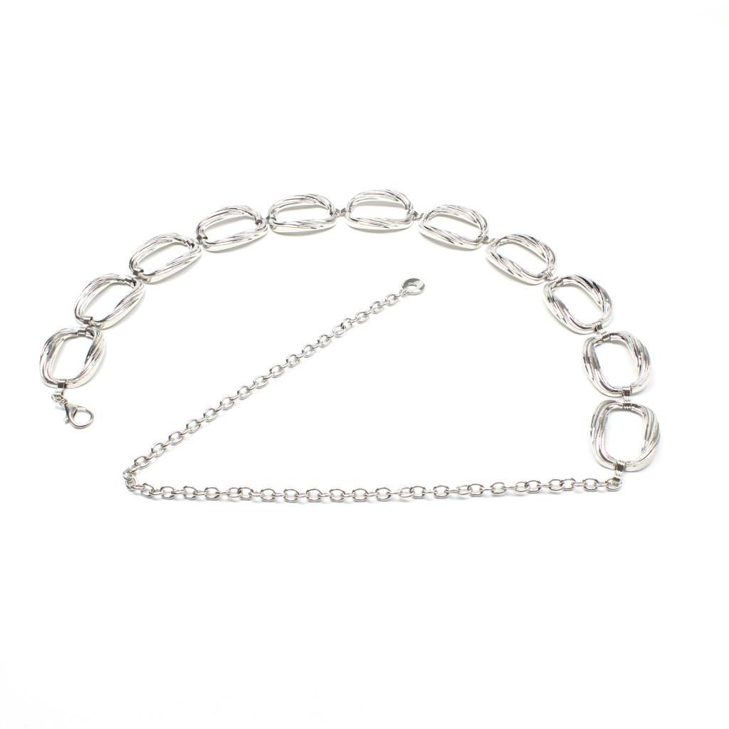 Cintura argento con cerchi in metallo