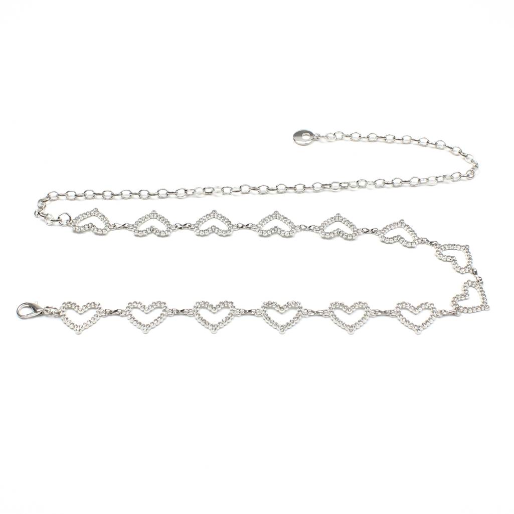Cintura argento con cuori in strass Delizia