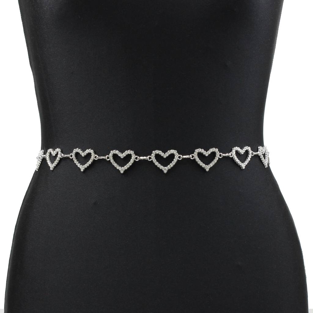 Cintura argento con cuori in strass Delizia